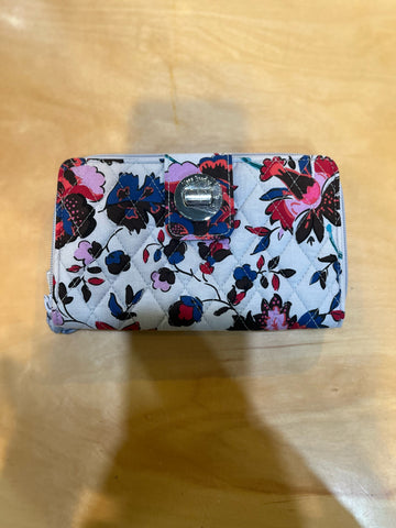 Vera Bradley Gray Floral Pattern Turlock Wallet