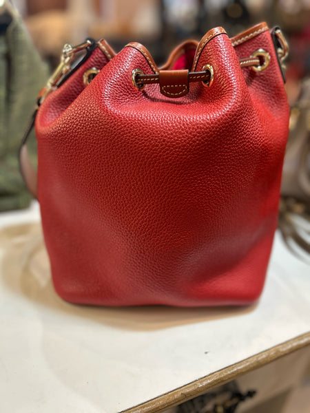 Dooney & Bourke Red Pebble Grain Bucket Handbag
