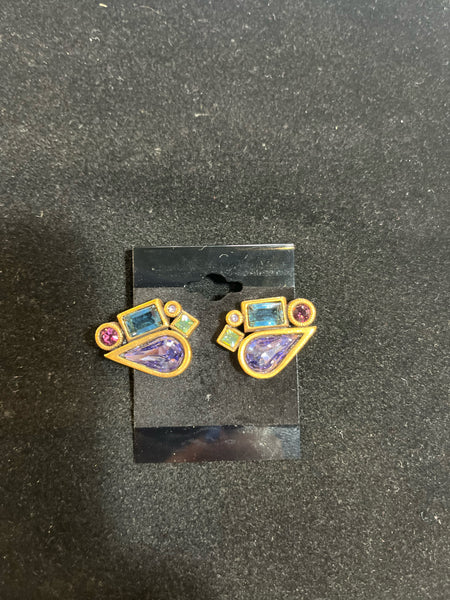 Patricia Locke Multi-color Stone Clip-On Earrings