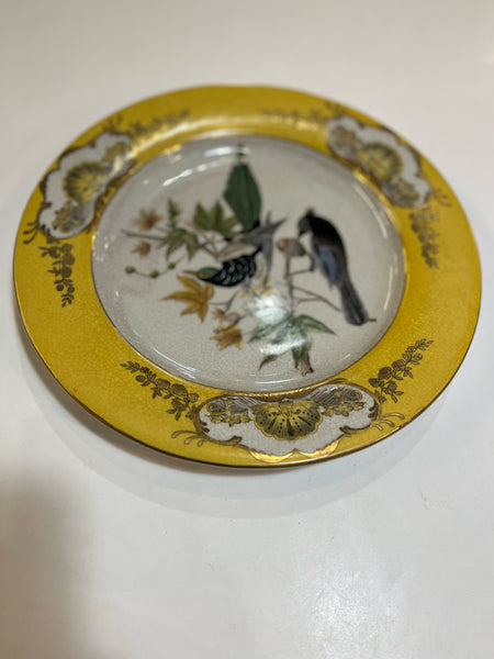 Vintage Hua Rong Tang Zhi Blue & Green Bird Porcelain Plate