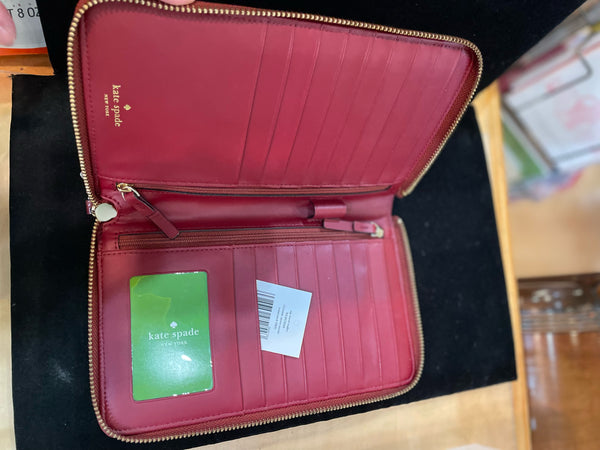 NWT Kate Spade Red Croc Leather Travel Wallet