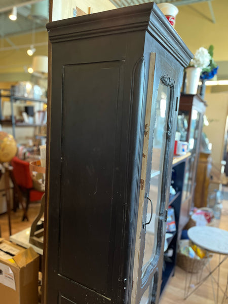 Nadeau Tall Black Glass Door Cabinet
