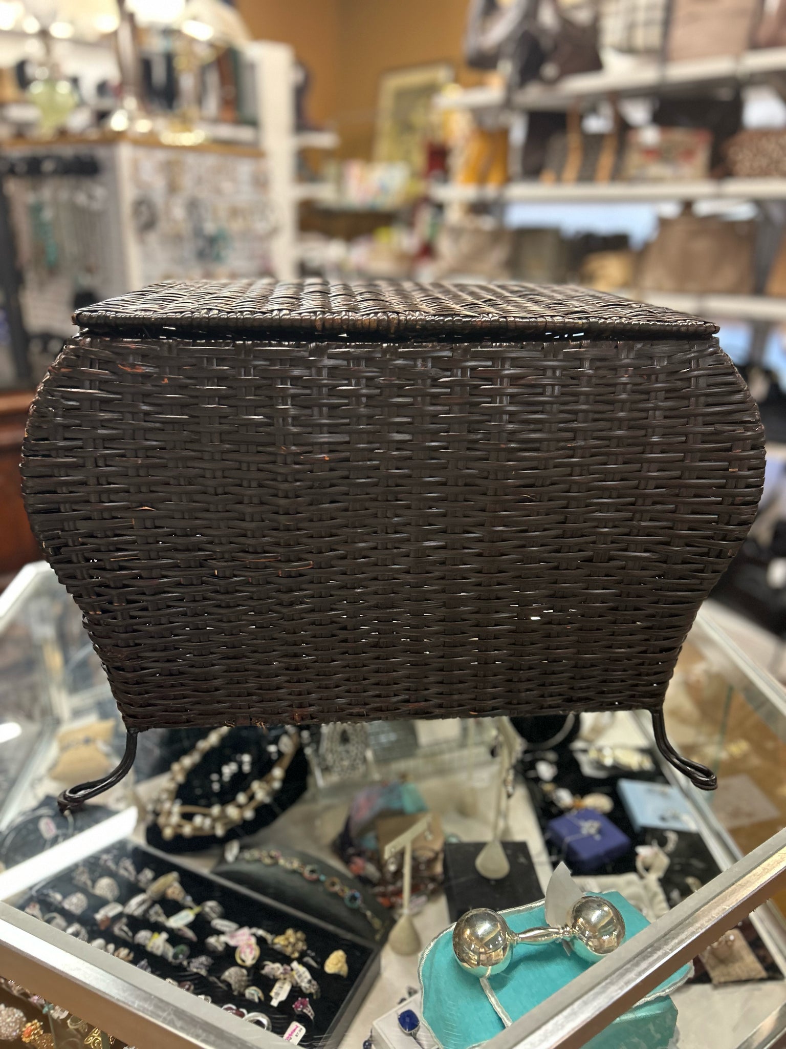 Black Iron & Rattan Trunk