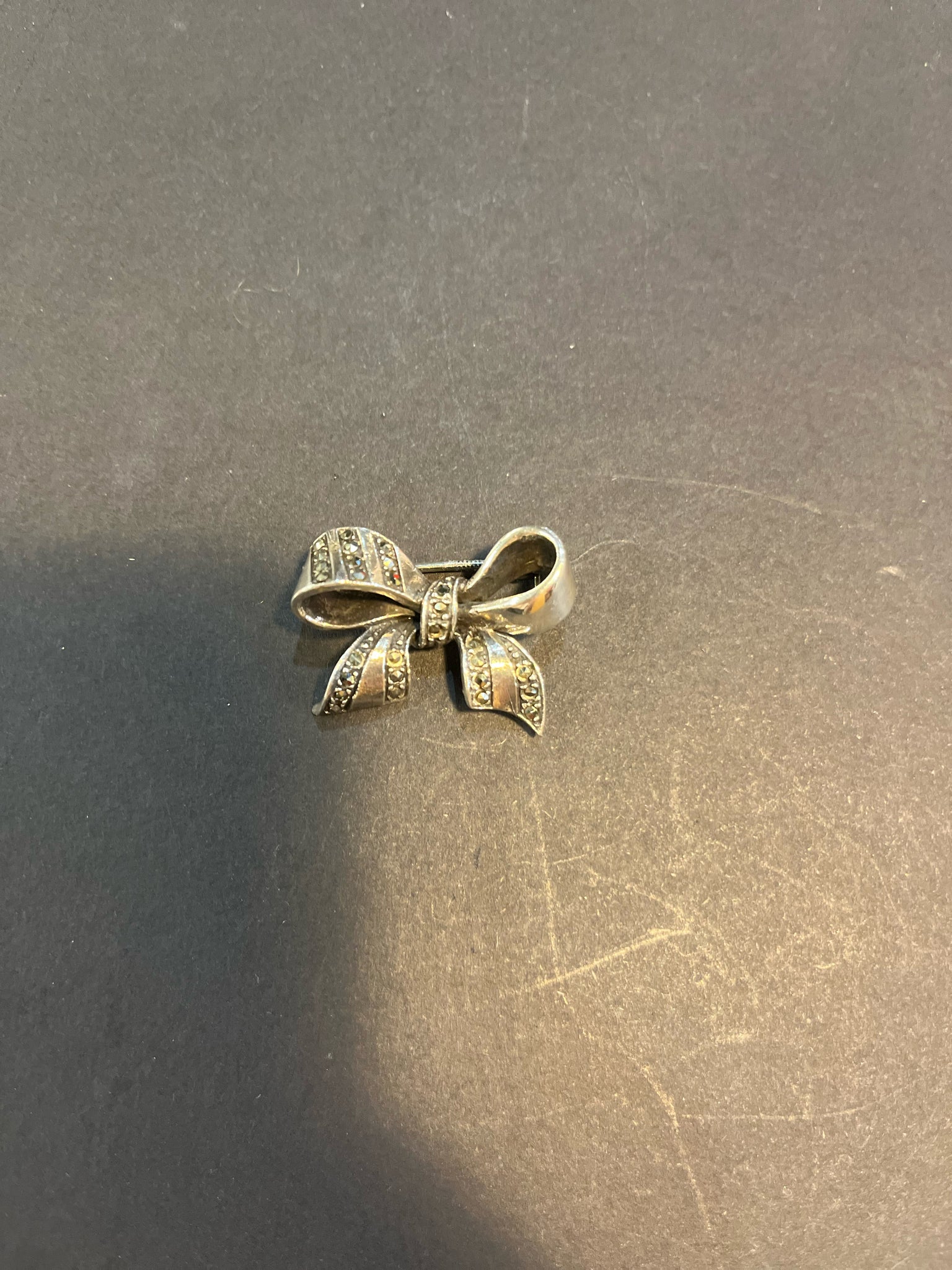 Sterling Silver & Marcasite Bow Brooch