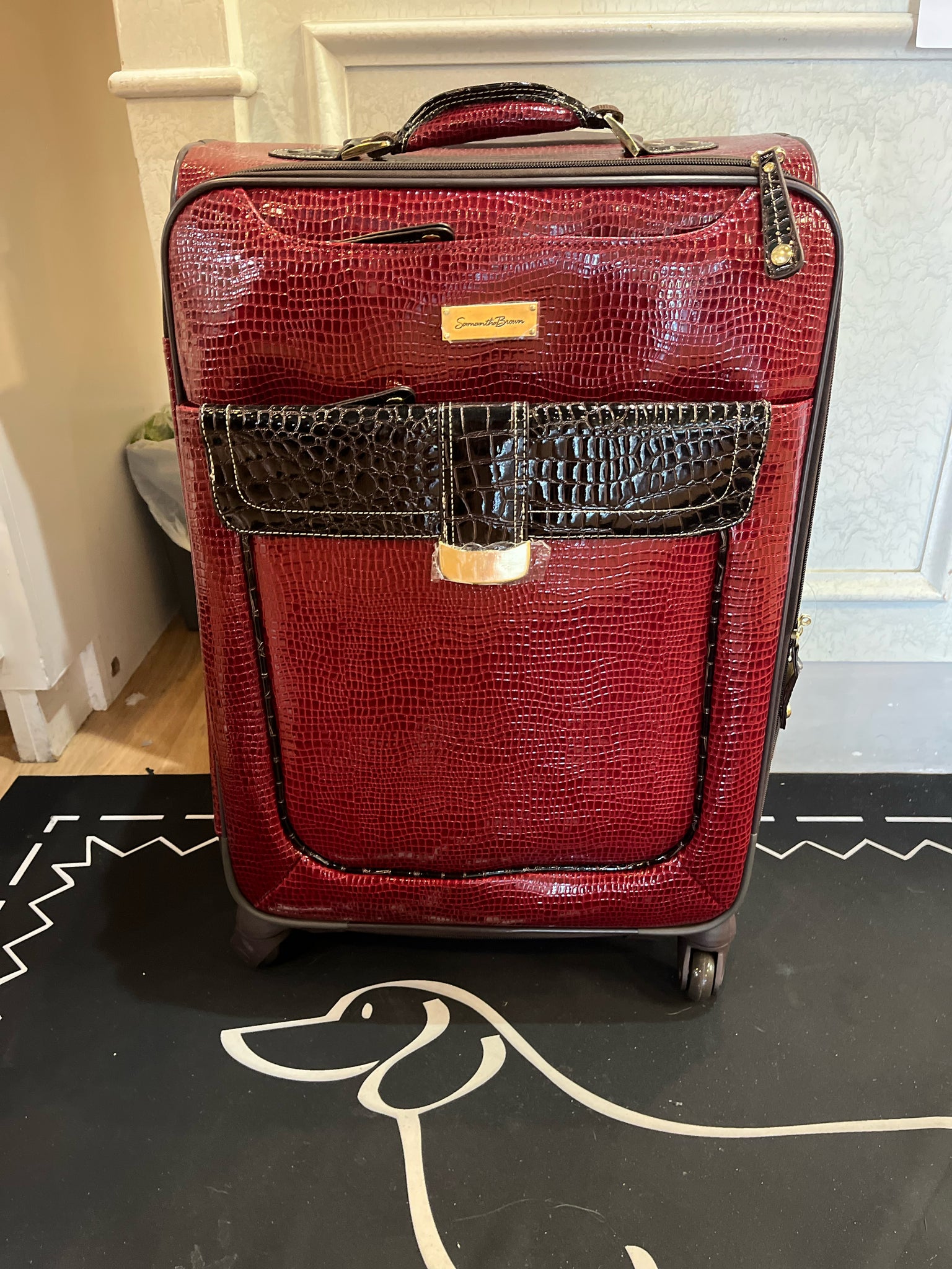 NWT Samantha Brown Burgundy Croc Luggage