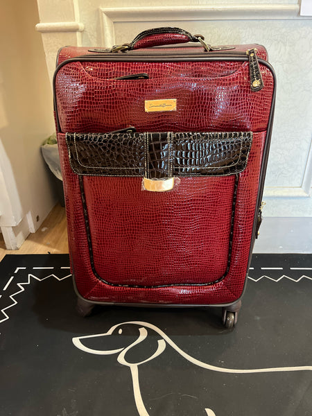 NWT Samantha Brown Burgundy Croc Luggage