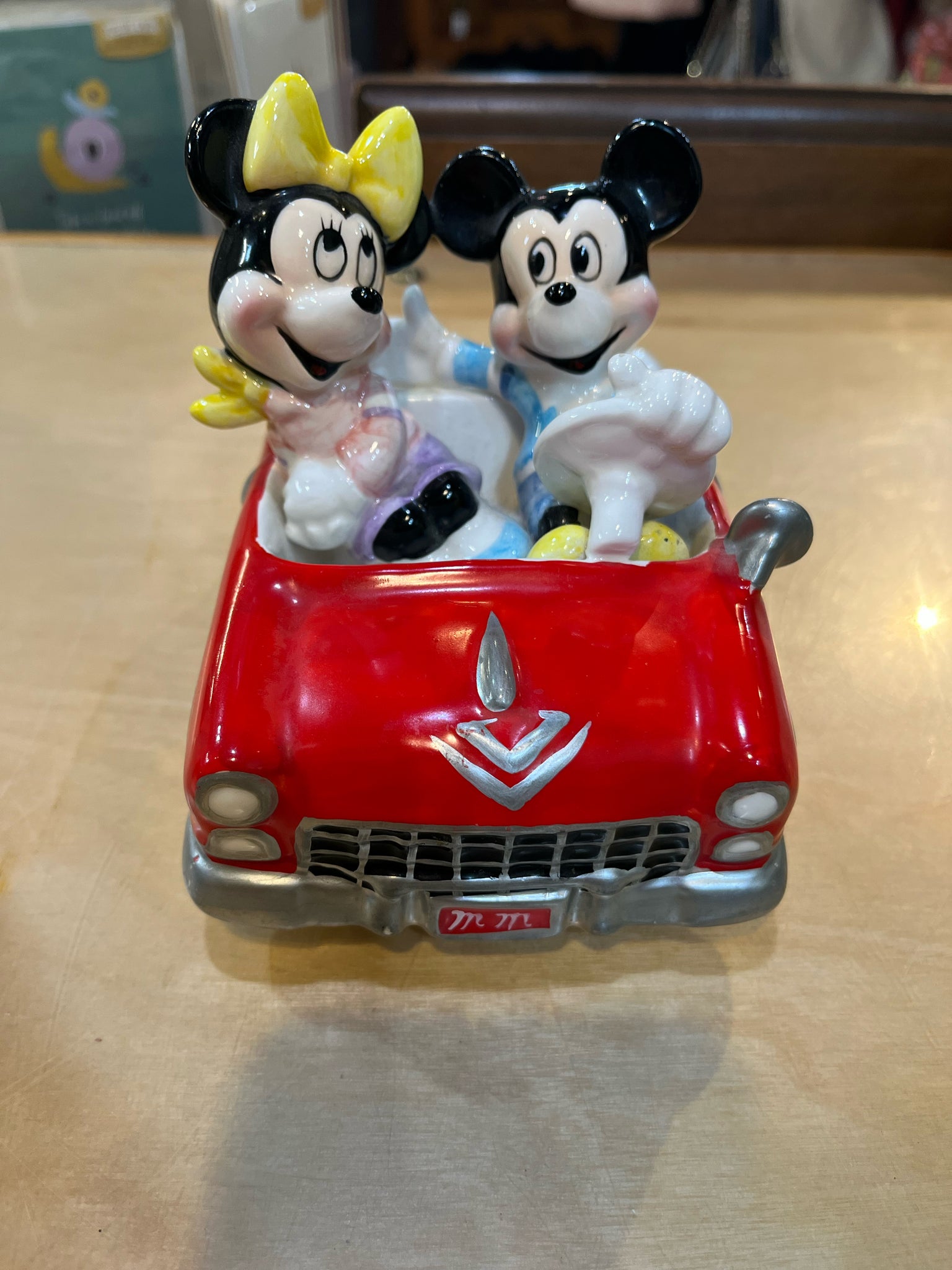 Vintage Disney Mickey & Minnie Red Car Music Box