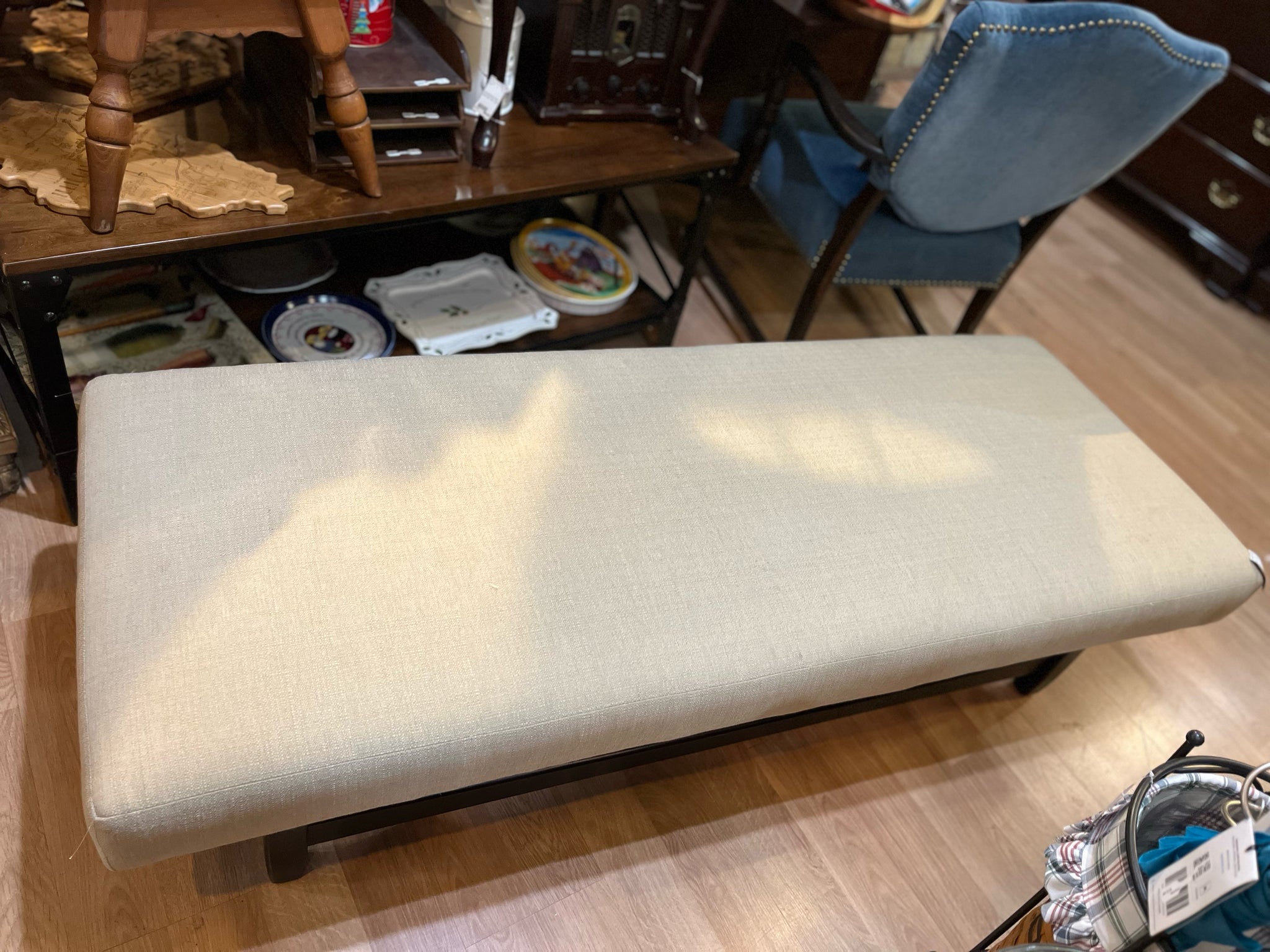 Long Beige Rectangle Ottoman