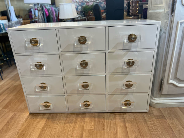Anthropologie White Lacquered Regency 12 Drawer Dresser