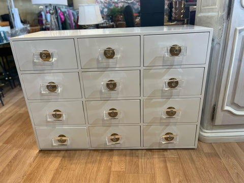 Anthropologie White Lacquered Regency 12 Drawer Dresser
