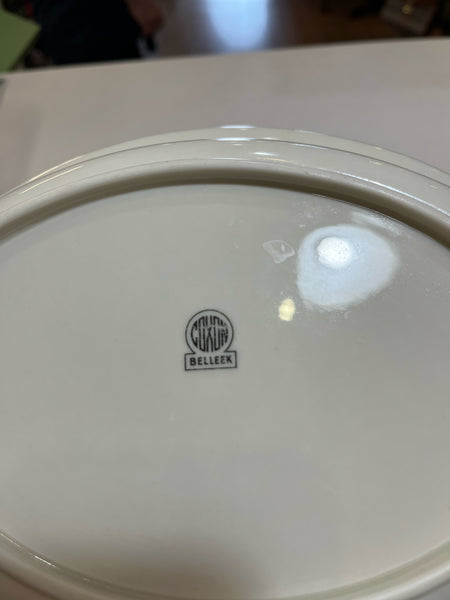 Vintage Belleek Floral Bouquet Oval Bowl