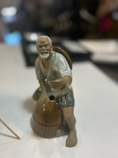 Vintage Shiwan Fisherman Figurine