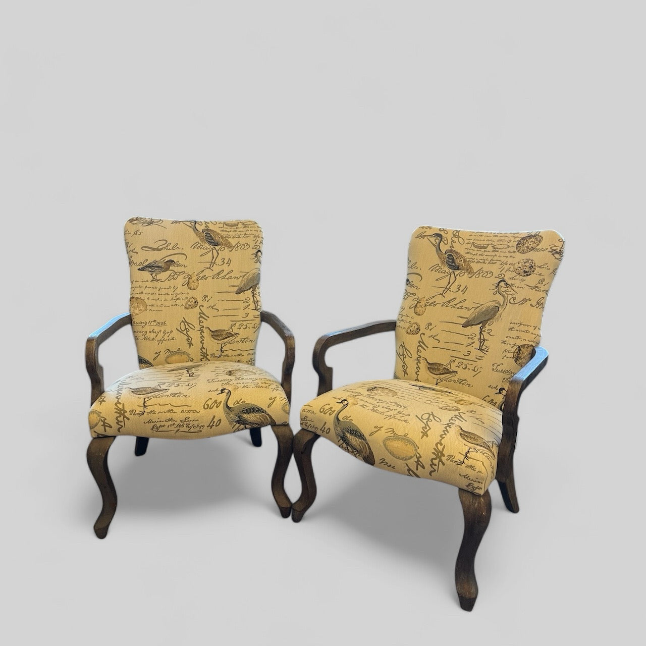 Set of 2 Cream Bird Accent Chair