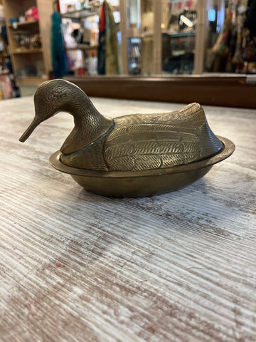 Vintage Brass Duck Dish