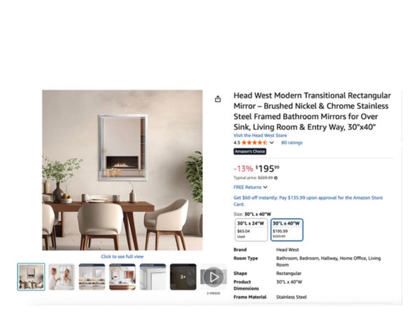 Modern Transitional Rectangular Mirror