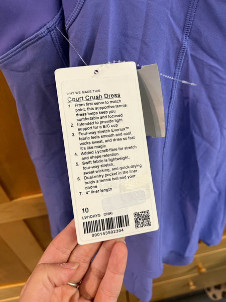 NWT Lululemon Purple "Court Crush" Dress