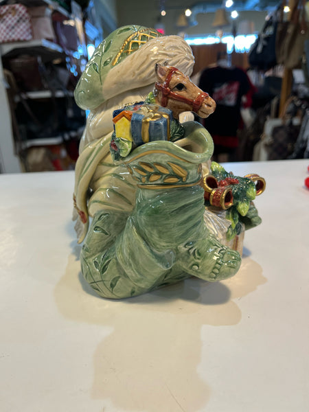 Fitz & Floyd "Gregorian Green Santa" Teapot