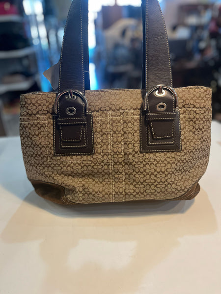 Vintage Coach "Jacquard Soho Signature Brown" Handbag