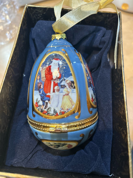 Musical Limoges Egg Christmas Ornament