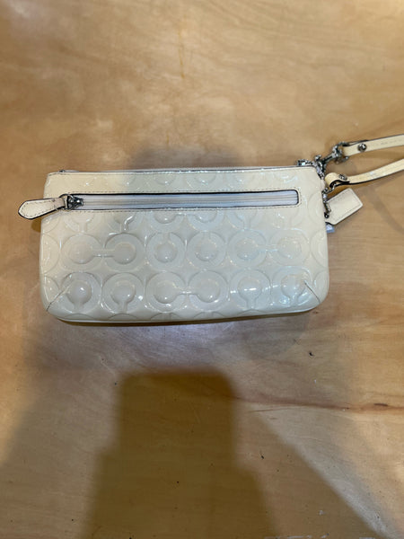 Coach Ivory Patent Leather Signature Wristlet