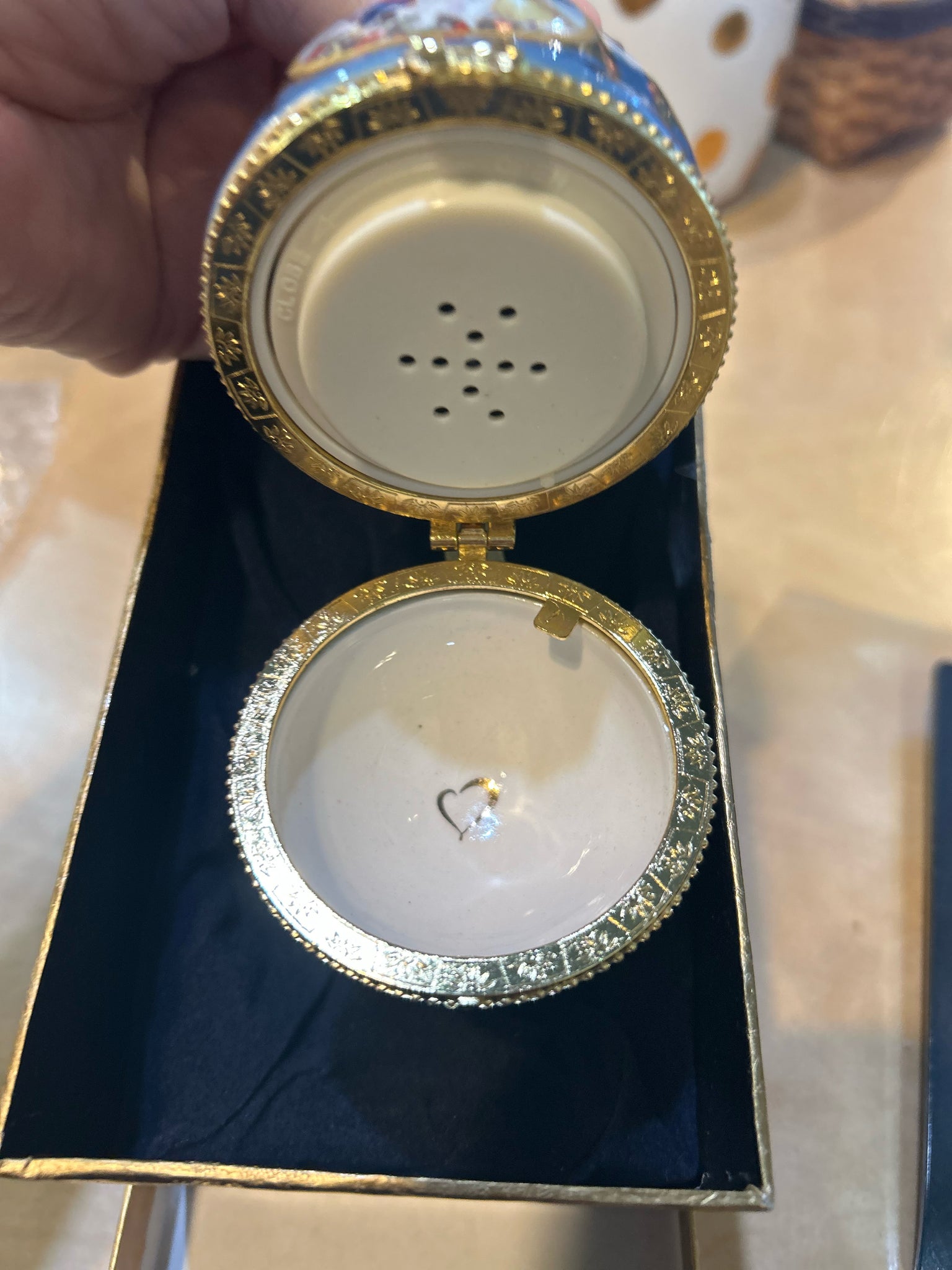 Musical Limoges Egg Christmas Ornament