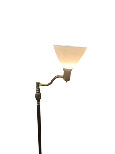 Brass Torchiere & Milk Glass Shade Floor Lamp