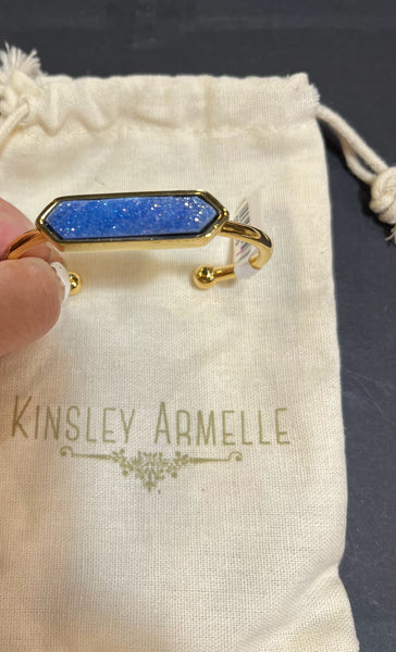 Kinsley Armelle "Gold & Blue Druzy" Cuff Bracelet