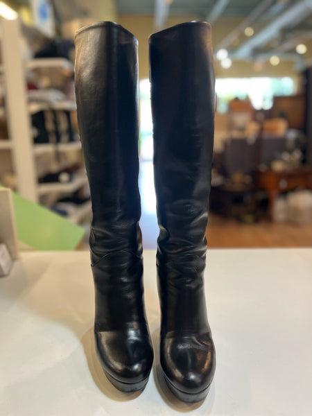 GUCCI Black "Tassle Leather Riding" Boots