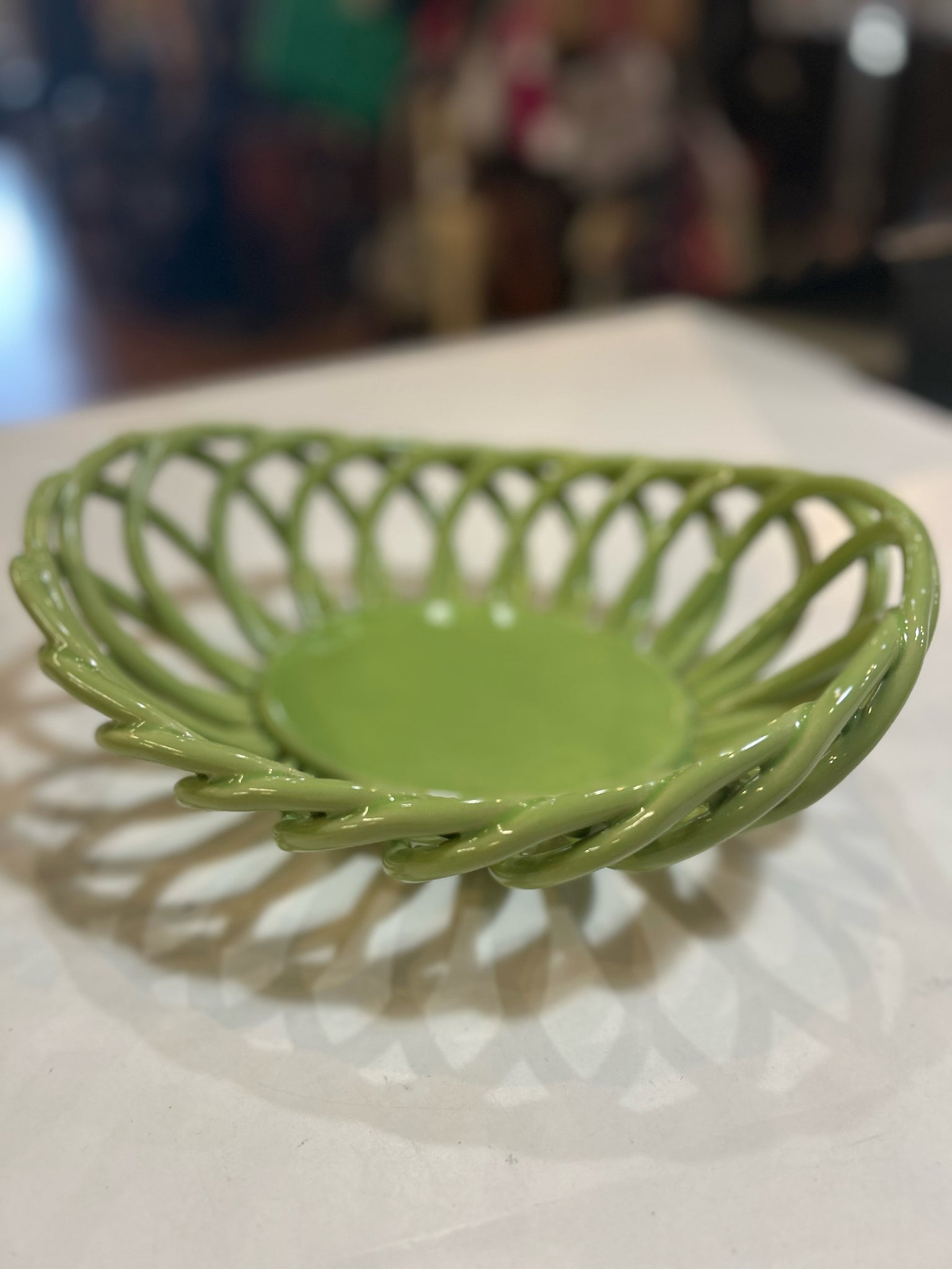 Eucalyptus Green Stoneware Basket