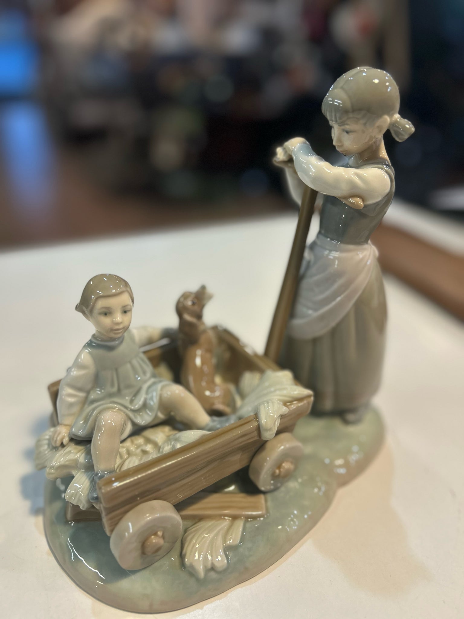 Lladro Girl with Wagon Figurine