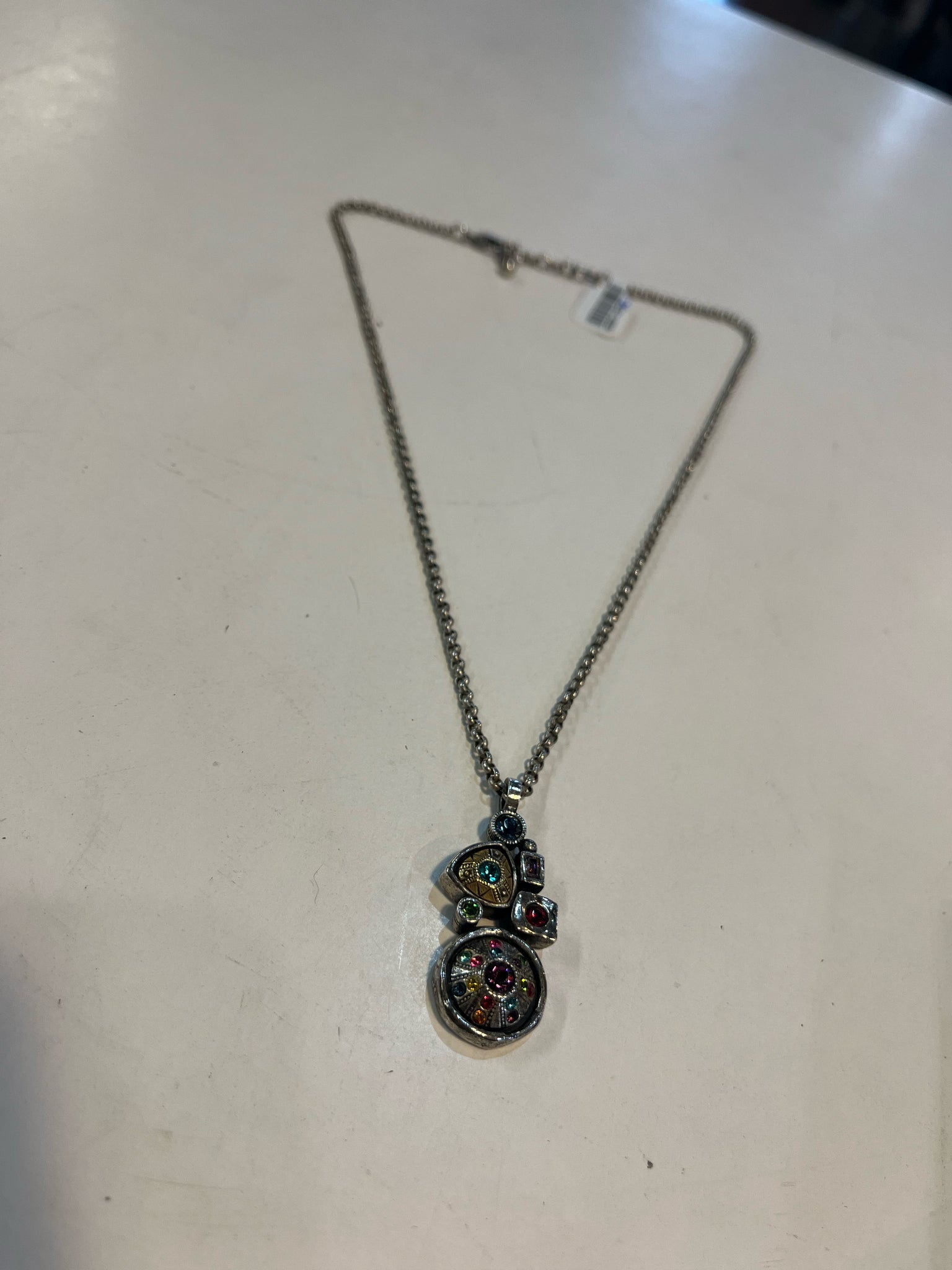 Patricia Locke Silver and Multi-color Crystal Pendant Necklace