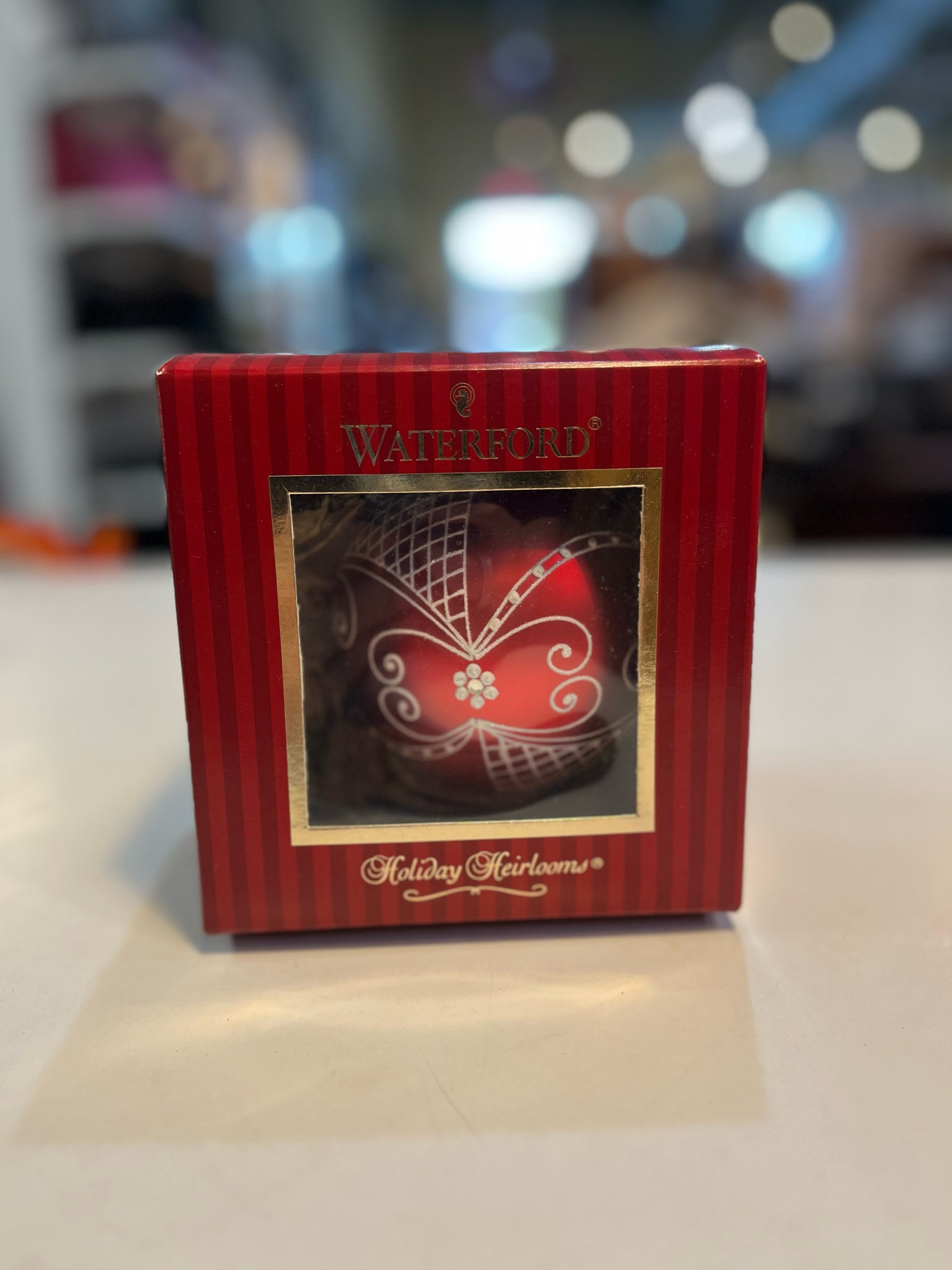 Waterford Holiday Heirloom Red "Regal Lace Ball" Ornament