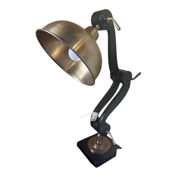 Brass and Dark Brown Metal Desk Lamp