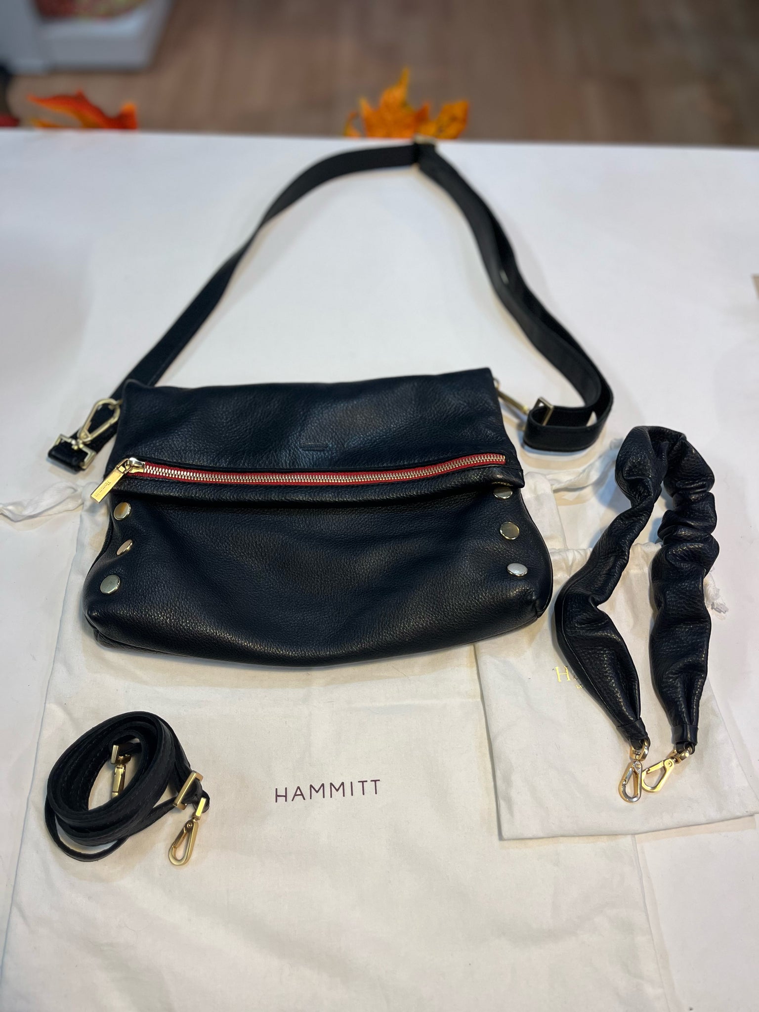 Hammitt "VIP Medium" Black & Gold Nailhead Crossbody