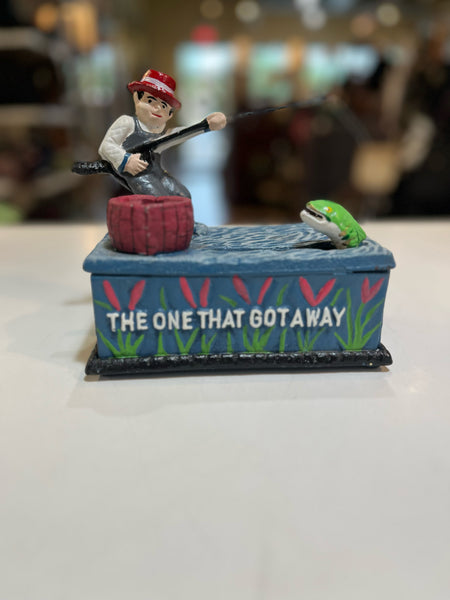 "The One that got away" Cast Iron Coin Bank