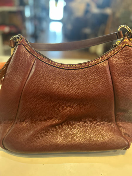 Dooney & Bourke Burgundy "Samba Hobo" Leather Handbag