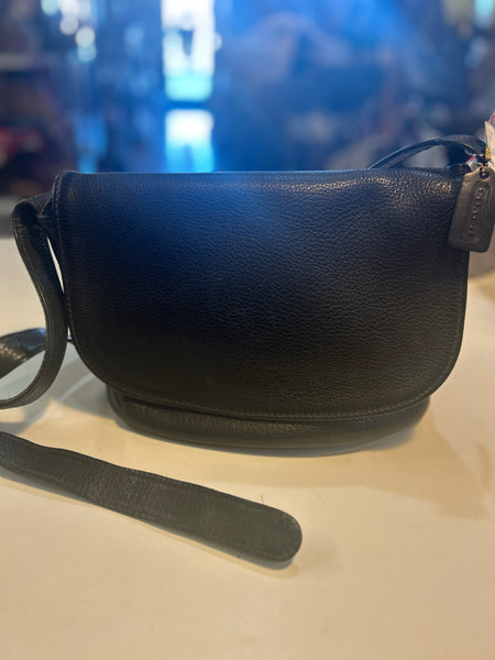 Coach Black Leather Flap Shoulder Bag