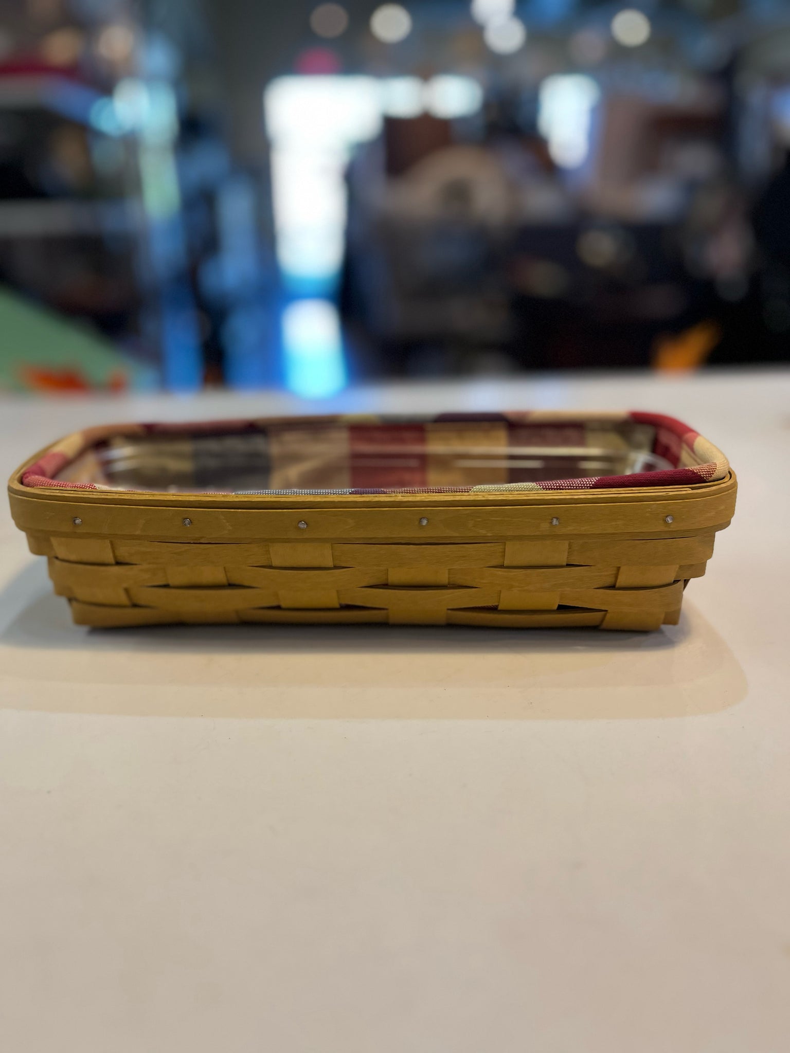 Longaberger Cracker  w/ Plaid Lining Basket