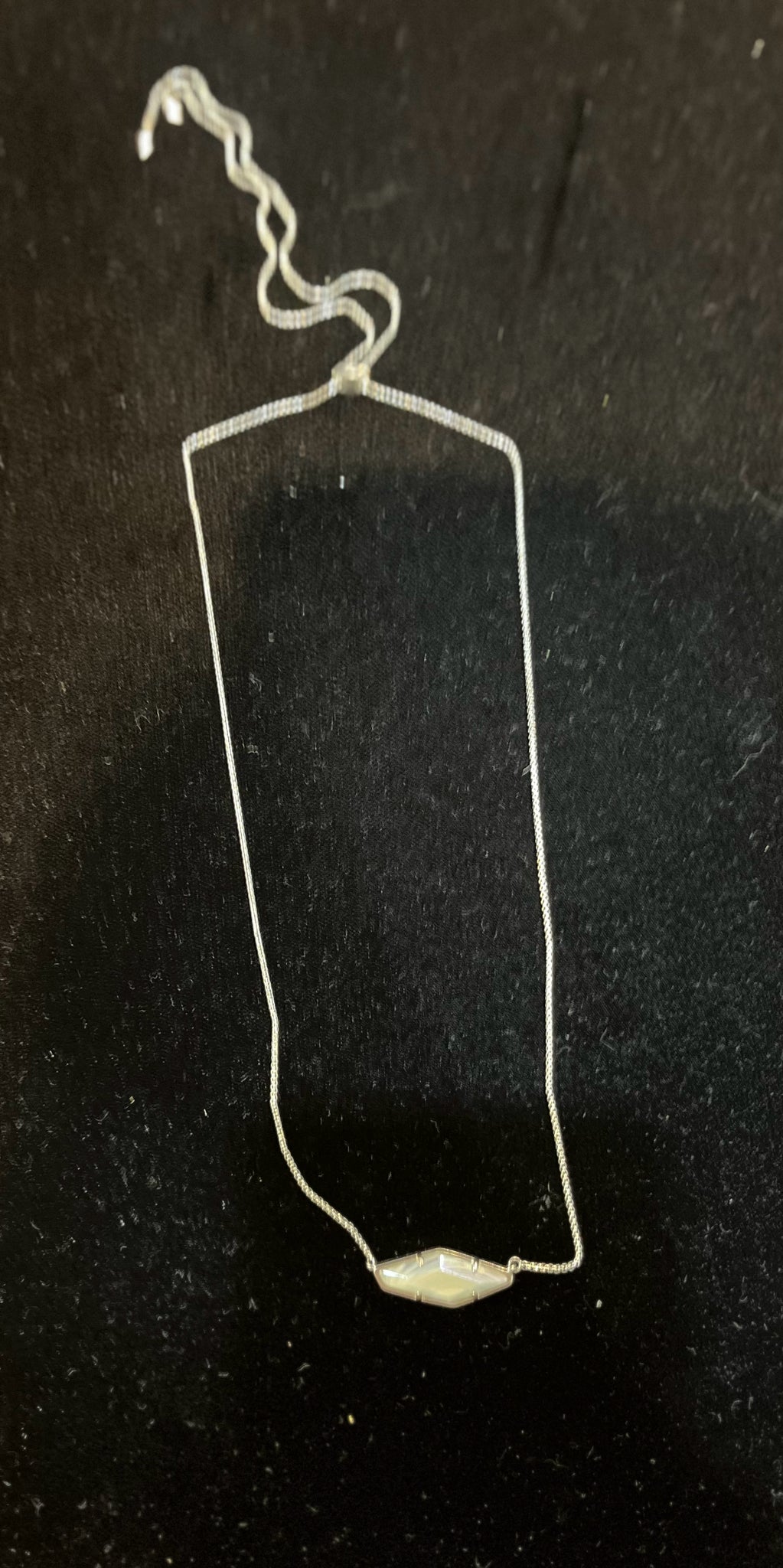 Kendra Scott Silver and Irisdescent Pendant Adjustable Necklace