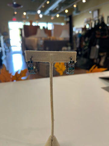 Patricia Locke Blue Crystal Hoops Earrings