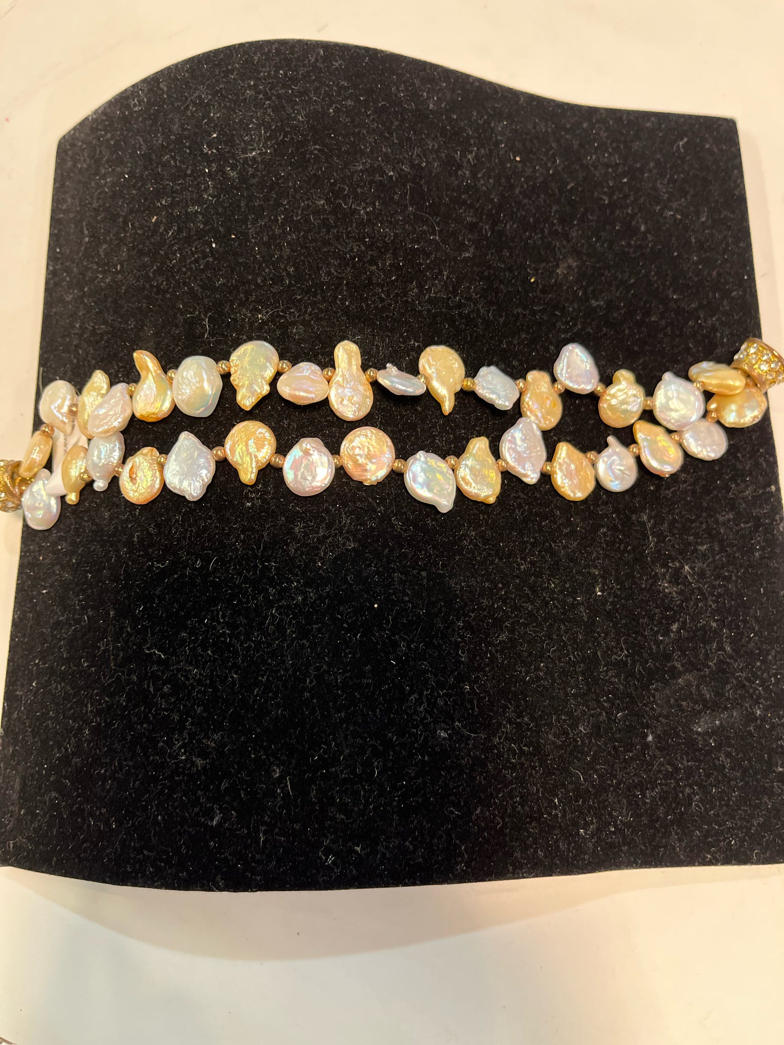 Champagne Coin Pearl Double Layer Bracelet