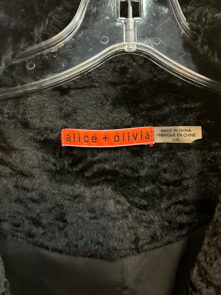 alice + olivia Black Faux Fur Coat