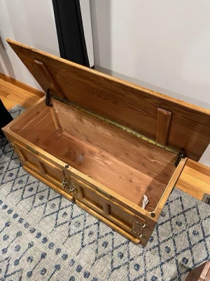 Vintage White Clad Oak Ice Box Trunk