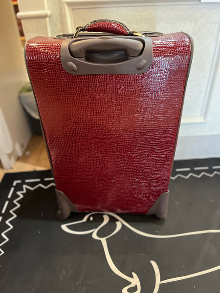 NWT Samantha Brown Burgundy Croc Luggage