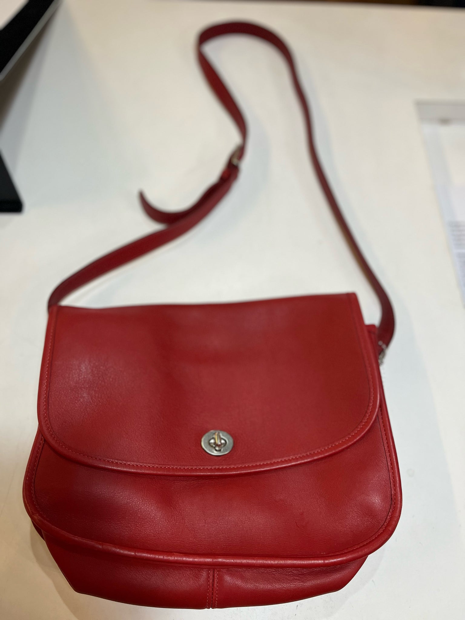 Vintage Coach Red Leather Handbag