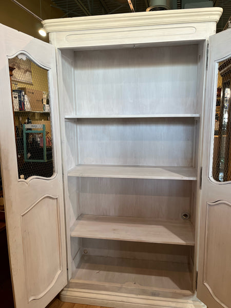 White Washed Wood Armoire