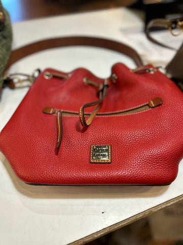 Dooney & Bourke Red Pebble Grain Bucket Handbag