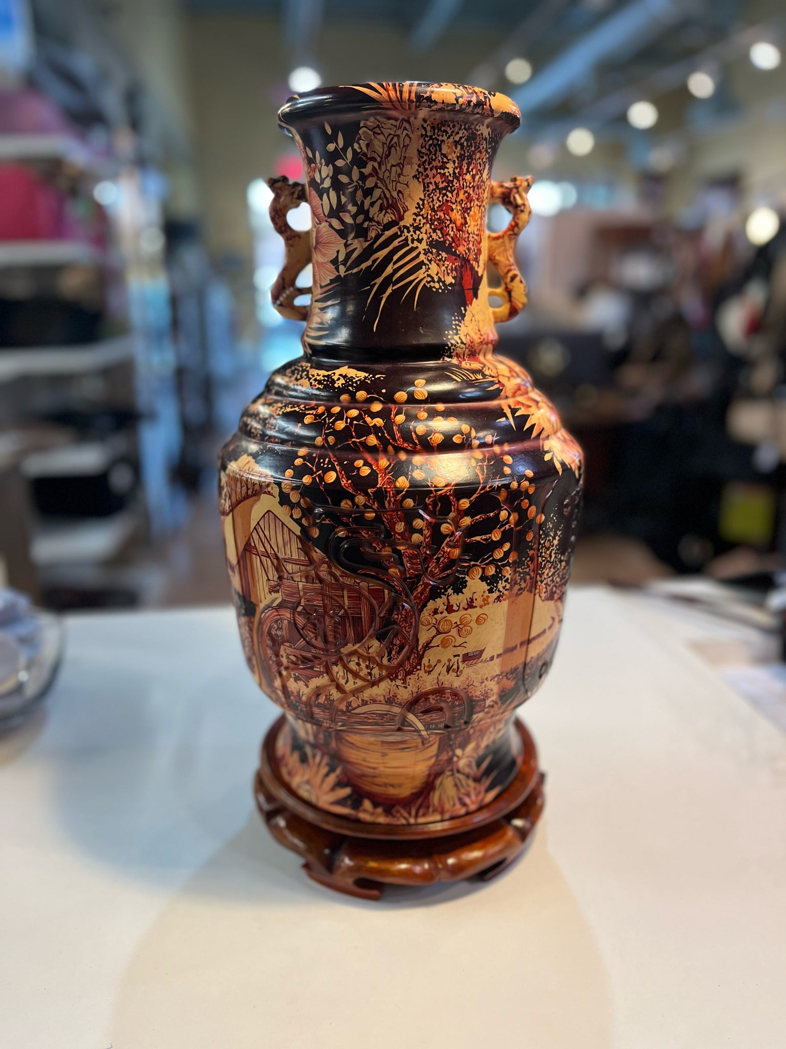 Multi-color Scene Themed Vase w/ Stand