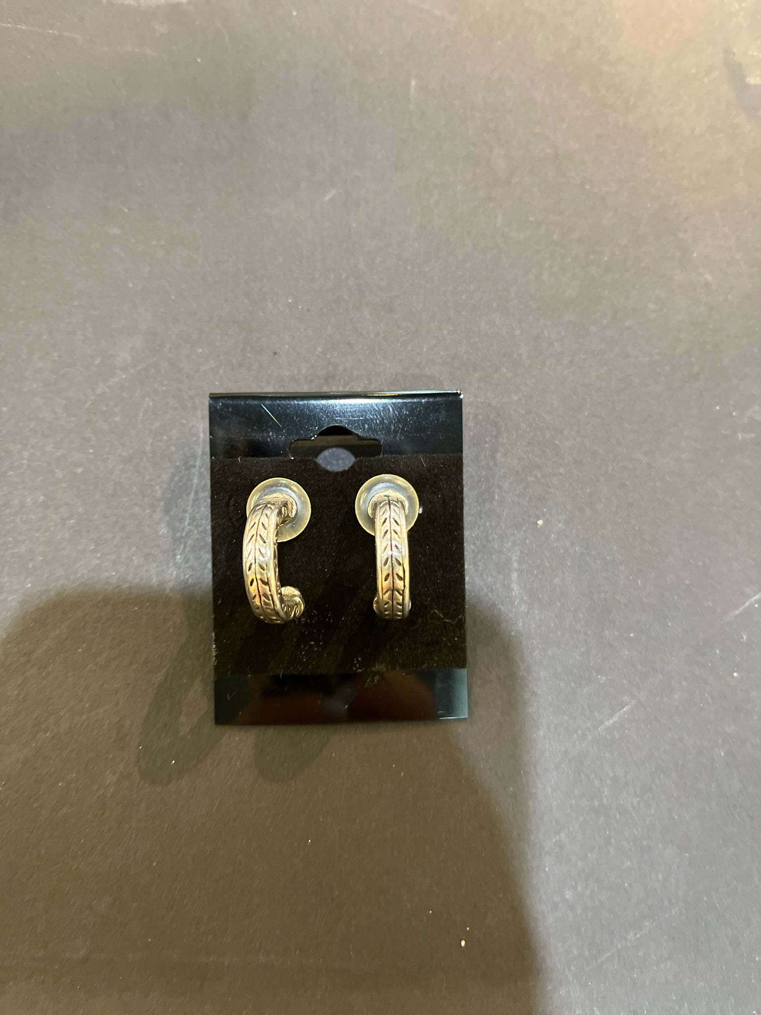 Vintage Brighton silver Leaf Pattern Huggie Earrings