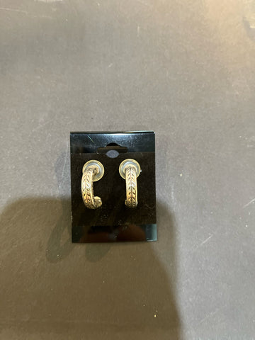 Vintage Brighton silver Leaf Pattern Huggie Earrings